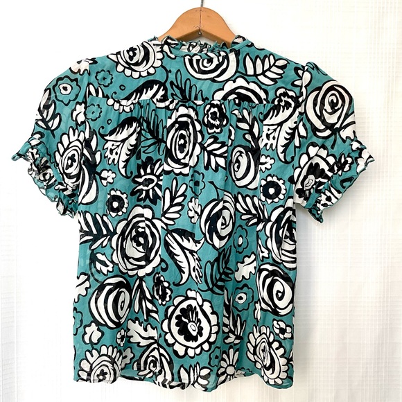 Samsoe Samsoe Floral Women's Blouse in Teal and Black - Picture 2 of 6